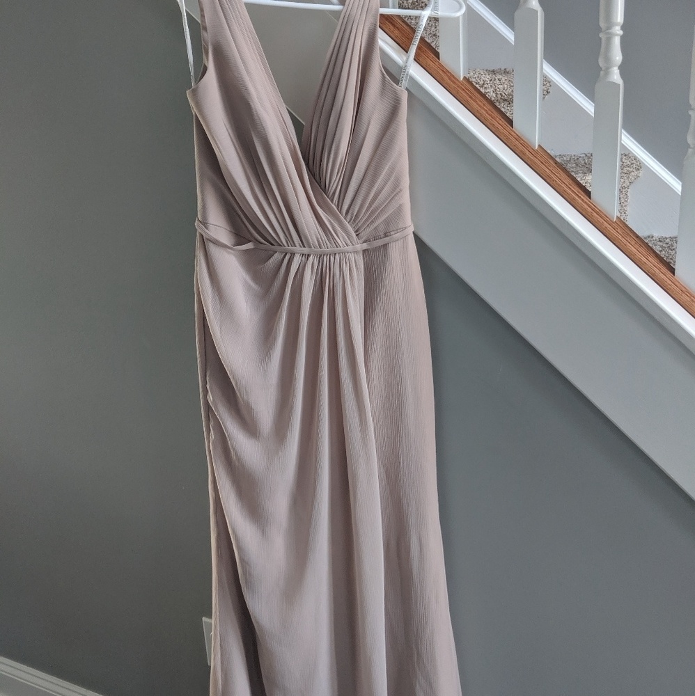 David's bridal biscotti bridesmaid dress